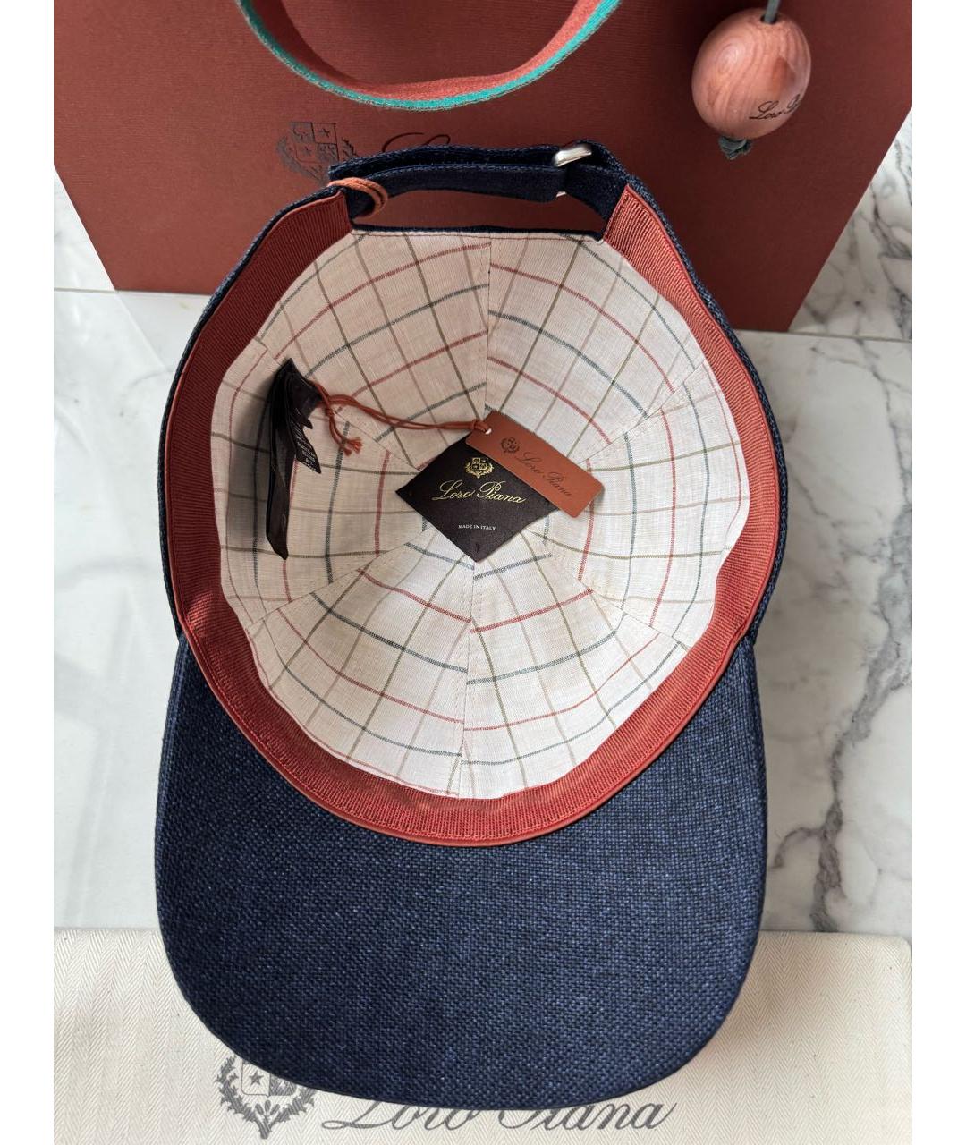 LORO PIANA Темно-синяя льняная кепка/бейсболка, фото 3