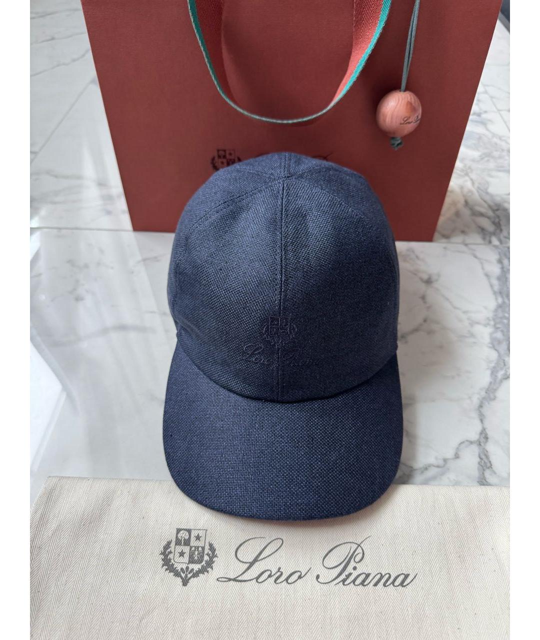 LORO PIANA Темно-синяя льняная кепка/бейсболка, фото 9