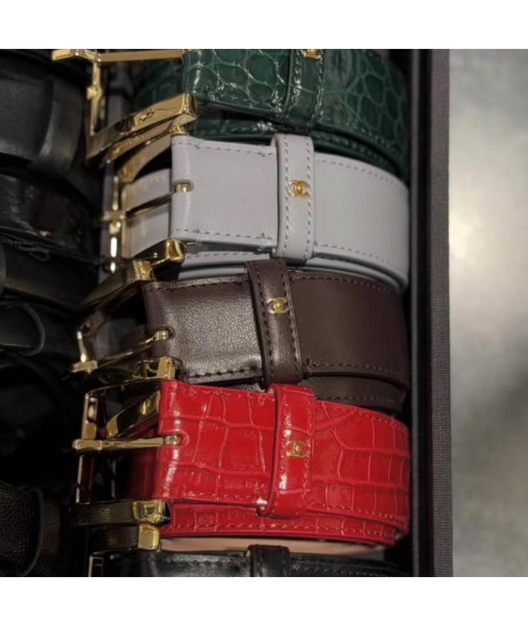 CHANEL Серый кожаный ремень, фото 6