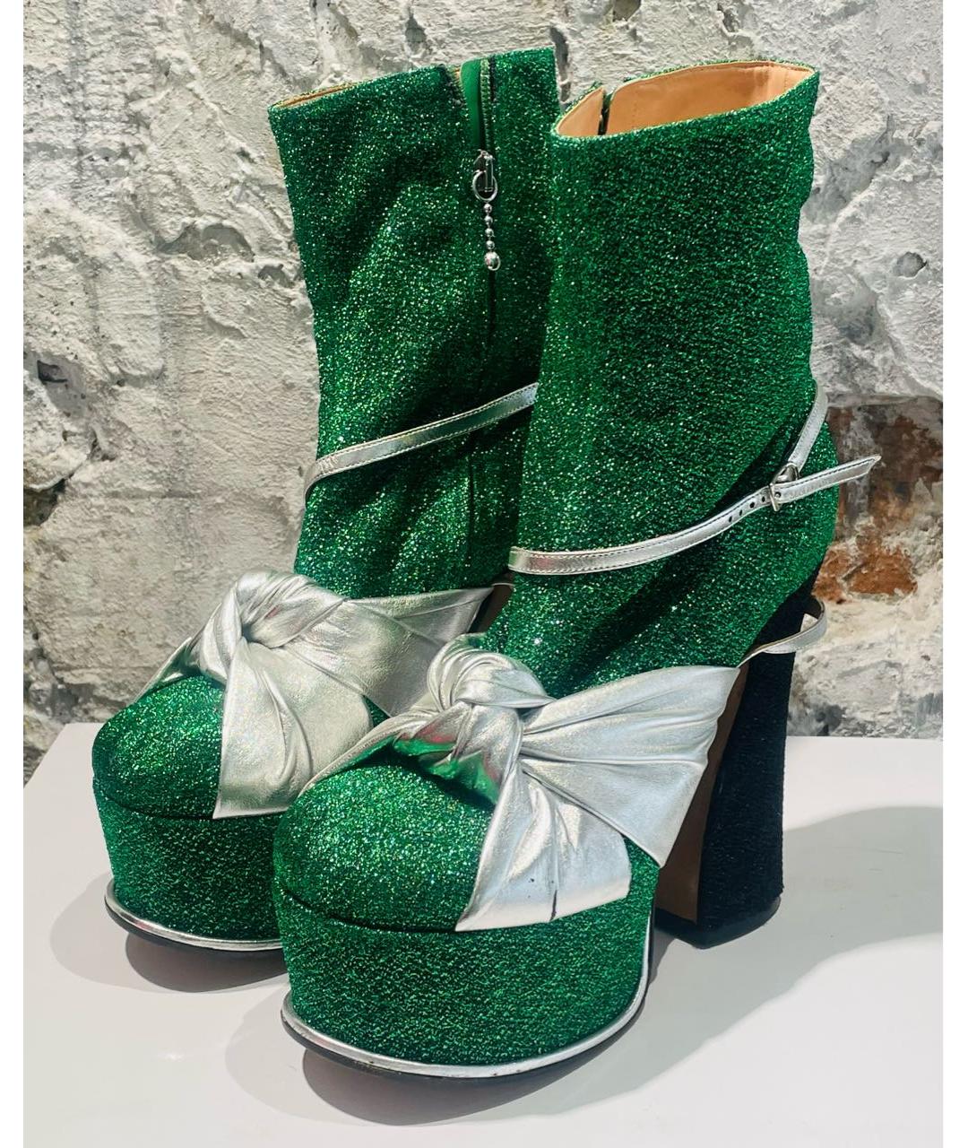 MAISON MARGIELA Зеленые текстильные ботильоны, фото 7