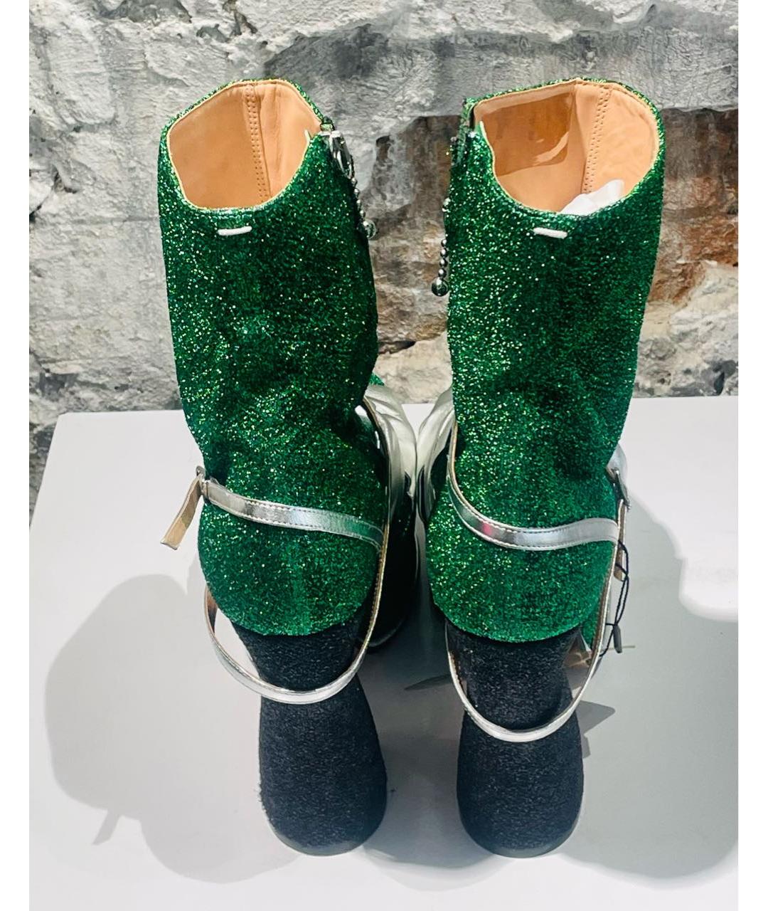 MAISON MARGIELA Зеленые текстильные ботильоны, фото 3