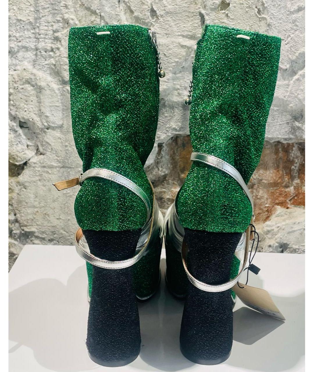 MAISON MARGIELA Зеленые текстильные ботильоны, фото 4