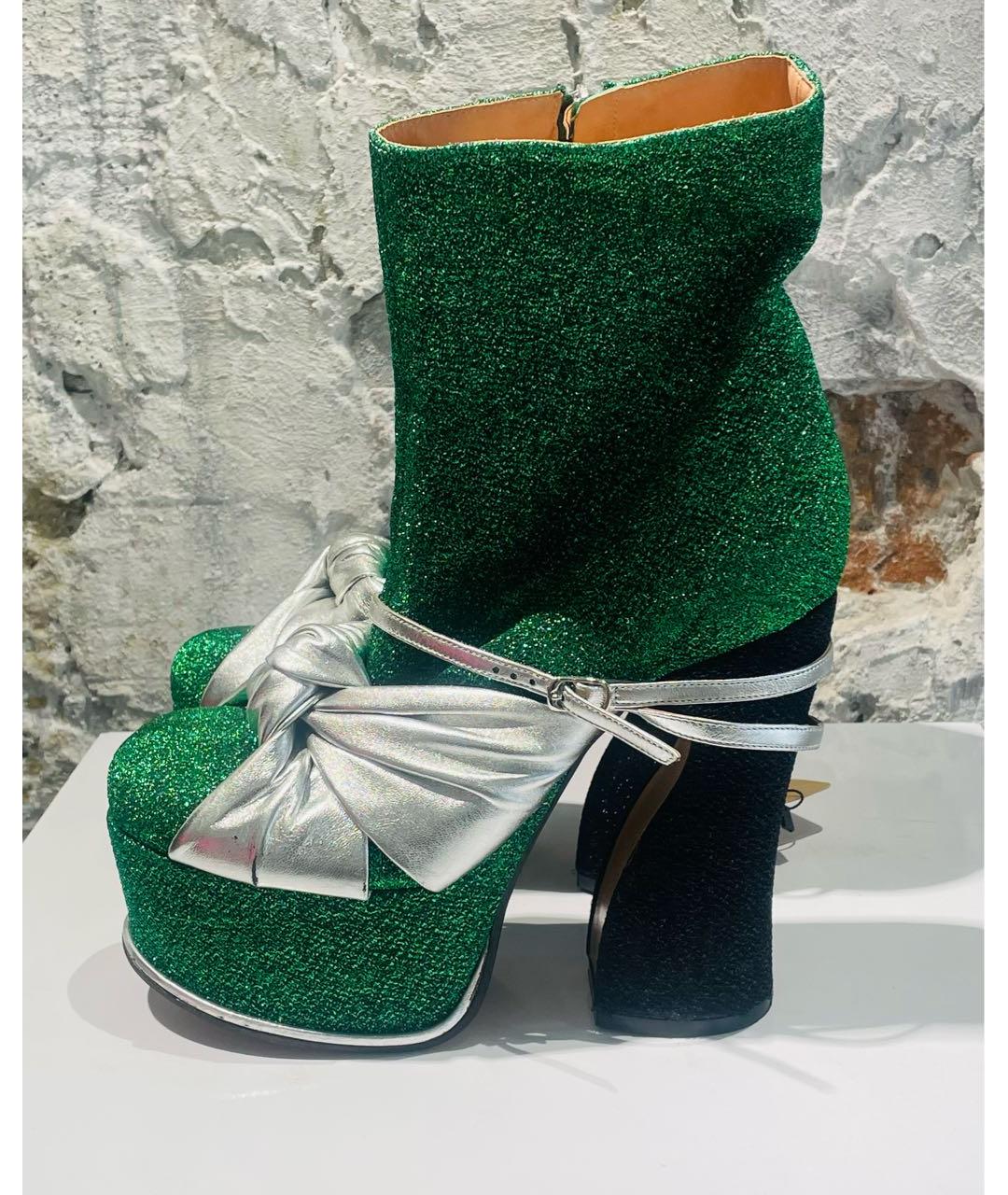 MAISON MARGIELA Зеленые текстильные ботильоны, фото 8