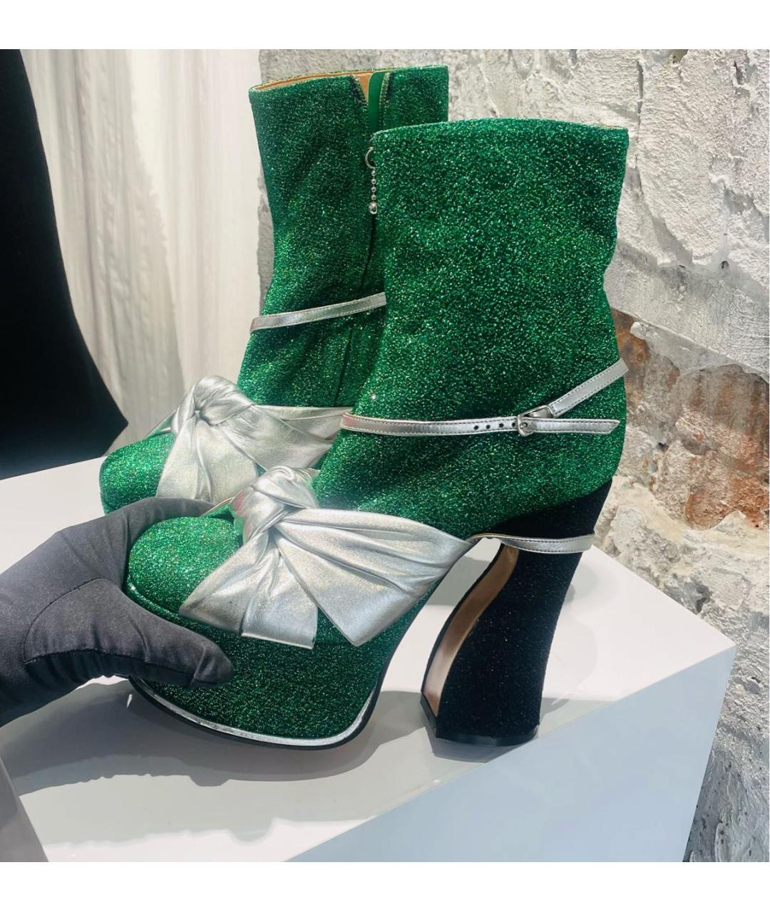 MAISON MARGIELA Зеленые текстильные ботильоны, фото 5