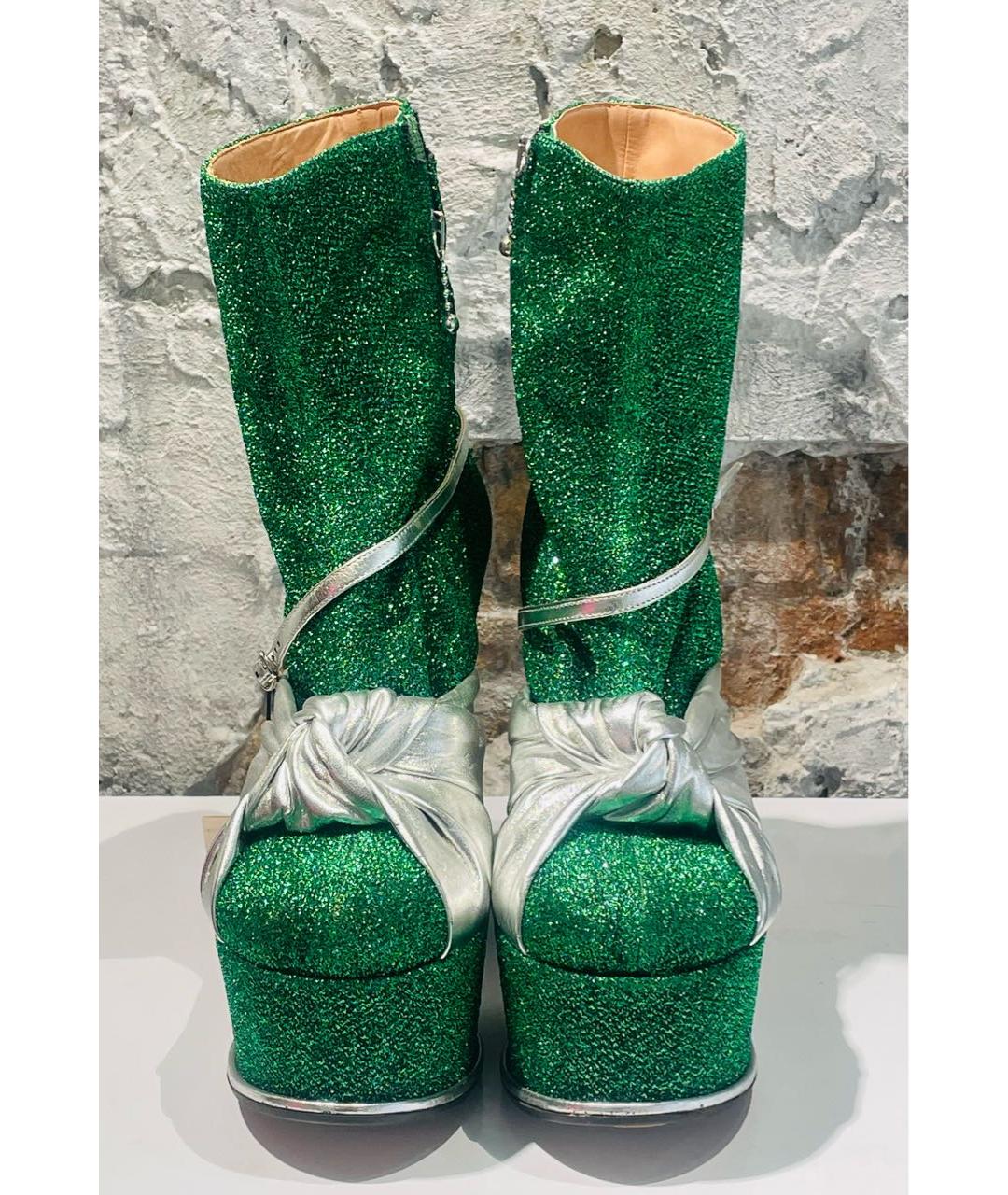 MAISON MARGIELA Зеленые текстильные ботильоны, фото 2