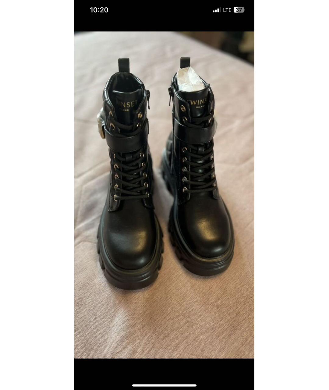 TWIN-SET Черные ботинки из искусственной кожи, фото 2