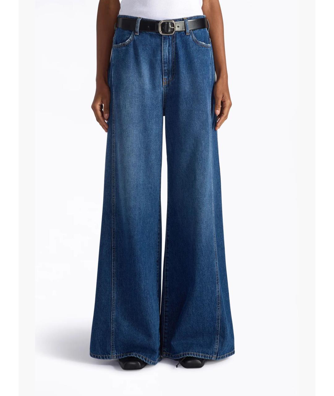 LIVIANA CONTI Синие хлопковые джинсы клеш, фото 6