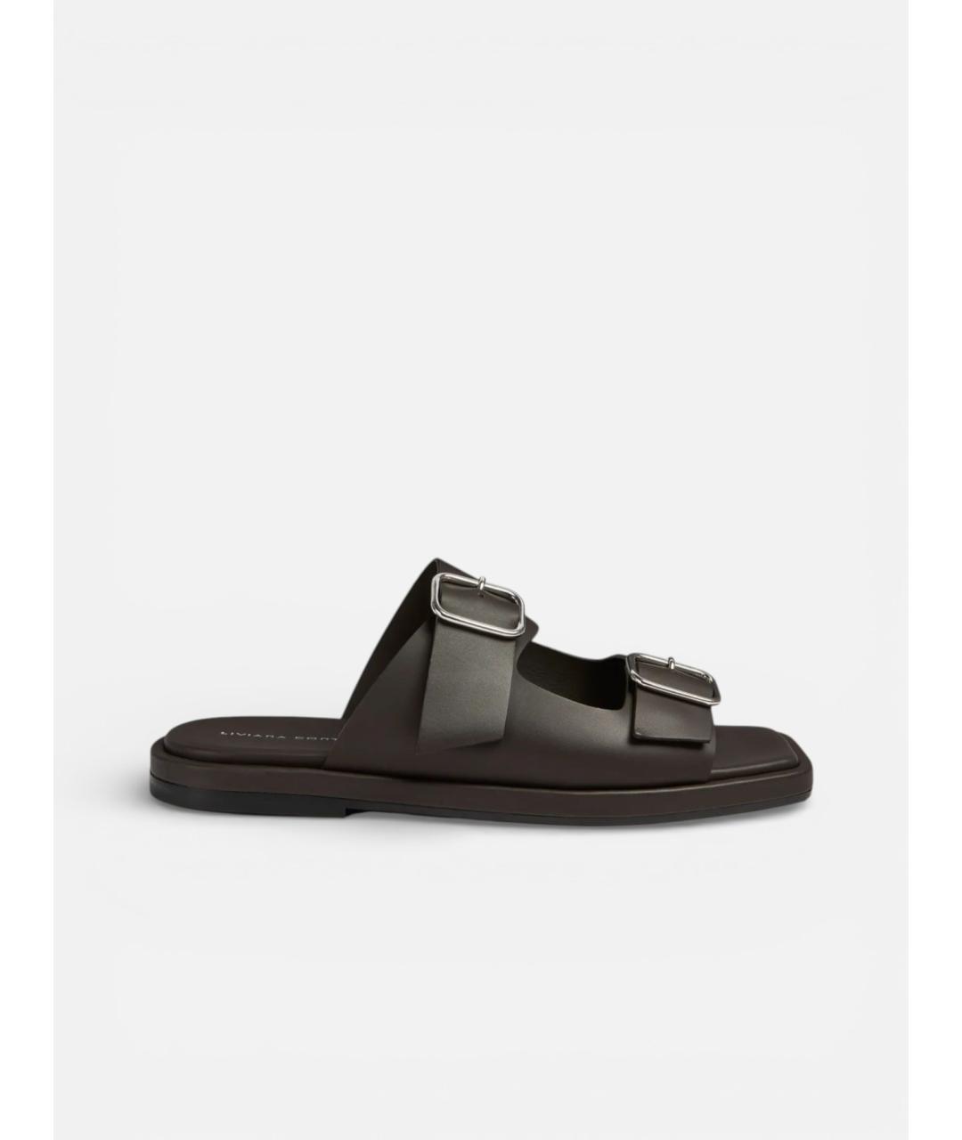 LIVIANA CONTI Коричневые кожаные сандалии, фото 3