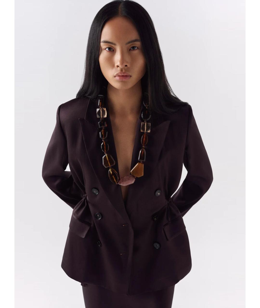 LIVIANA CONTI Коричневый ацетатный жакет/пиджак, фото 3