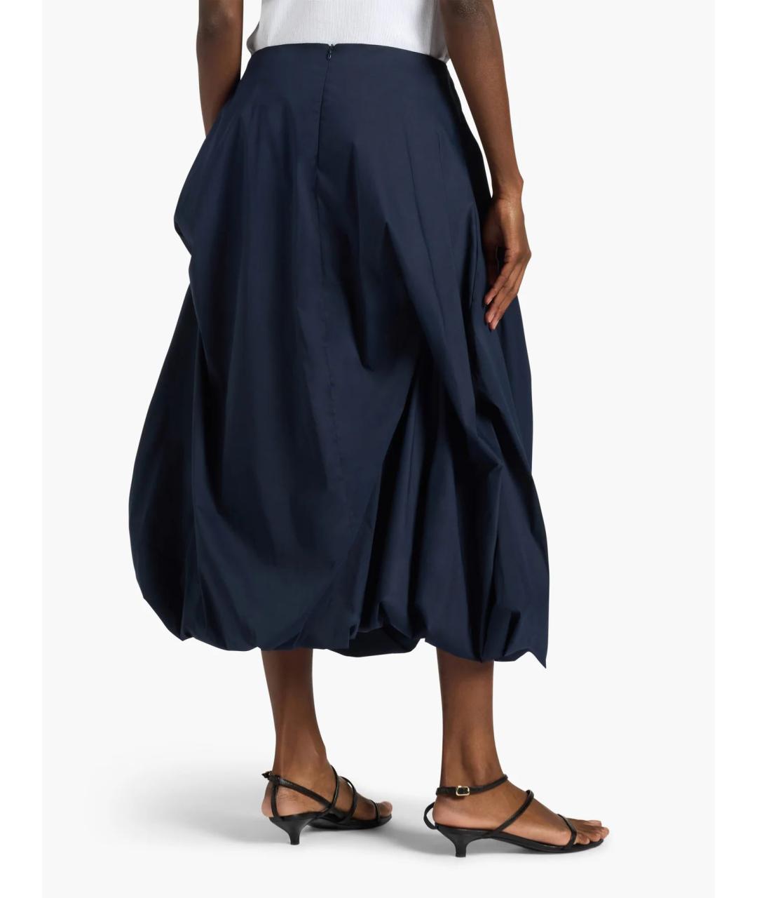 LIVIANA CONTI Темно-синяя хлопковая юбка миди, фото 4