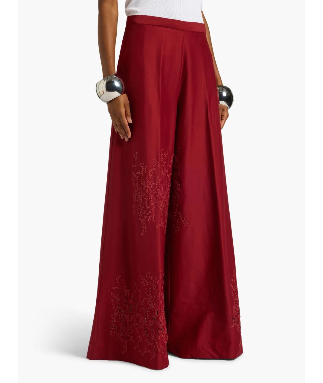 LIVIANA CONTI Красные хлопковые брюки широкие, фото 3