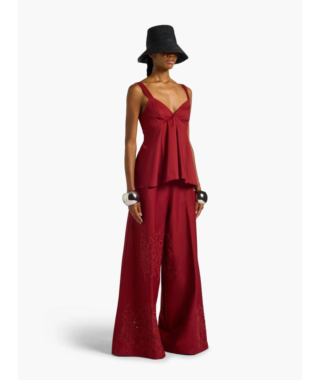 LIVIANA CONTI Красные хлопковые брюки широкие, фото 2