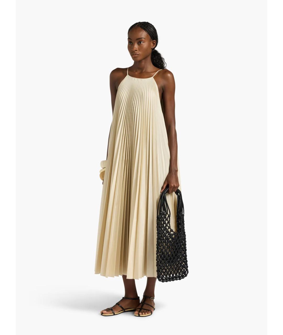 LIVIANA CONTI Бежевое хлопковое повседневное платье, фото 3