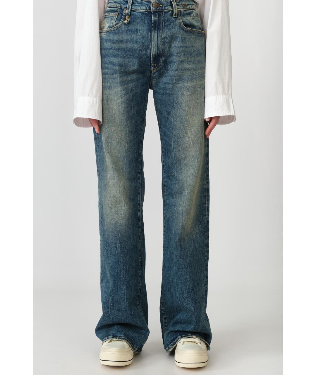 R13 Темно-синие хлопковые прямые джинсы, фото 5