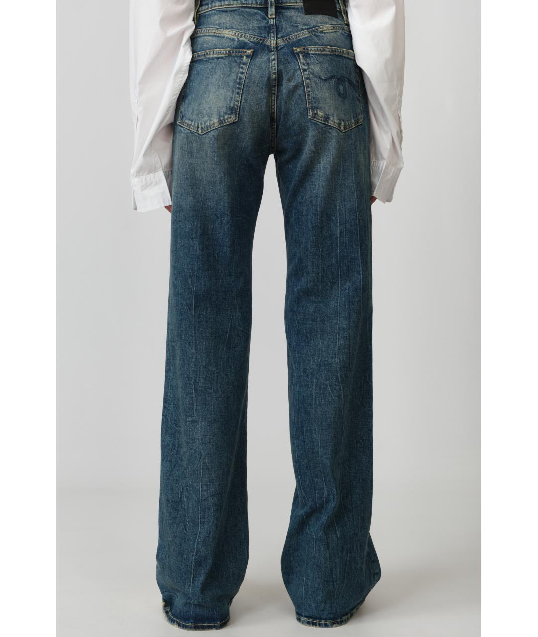 R13 Темно-синие хлопковые прямые джинсы, фото 3