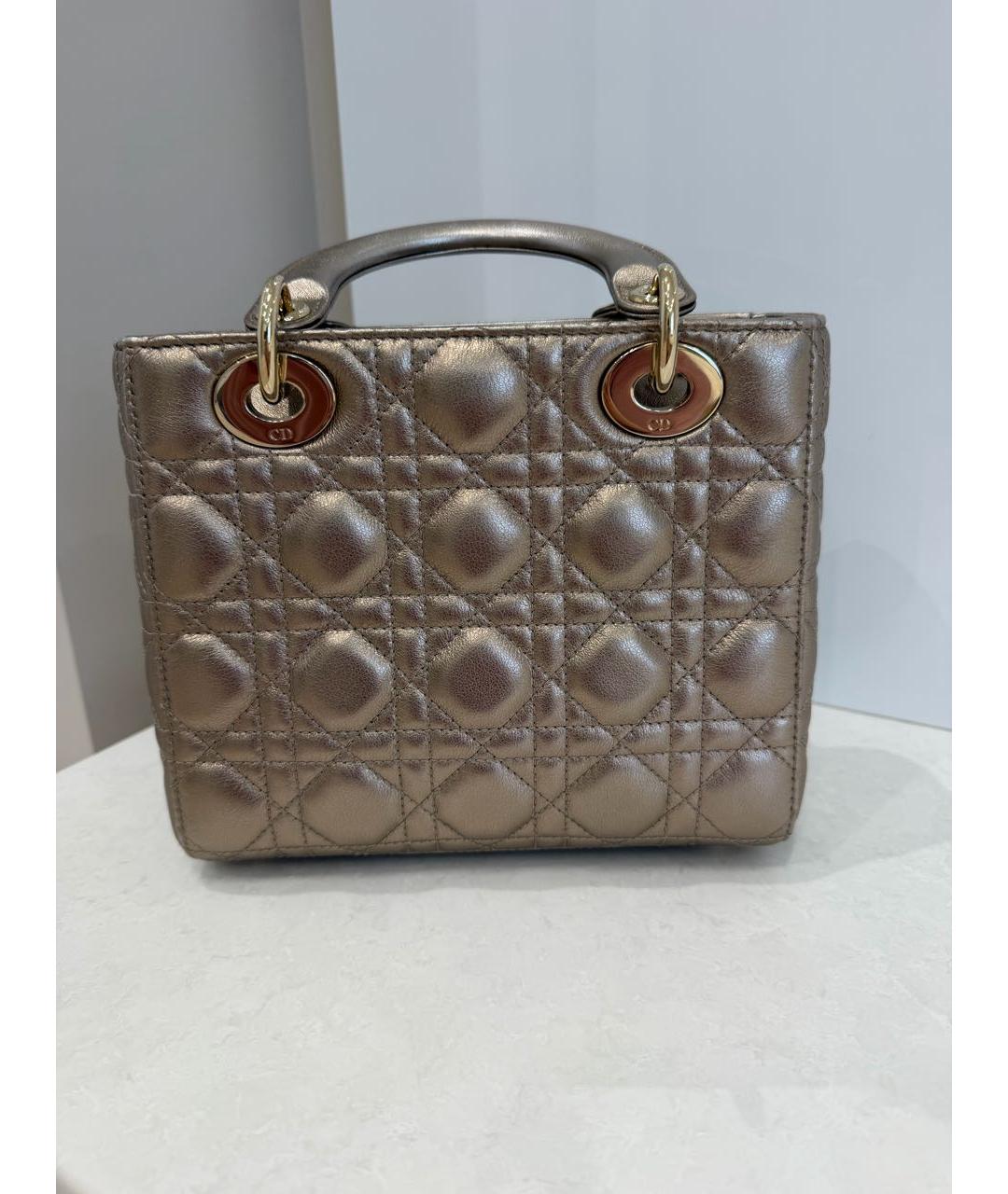 CHRISTIAN DIOR Бежевая кожаная сумка с короткими ручками, фото 4