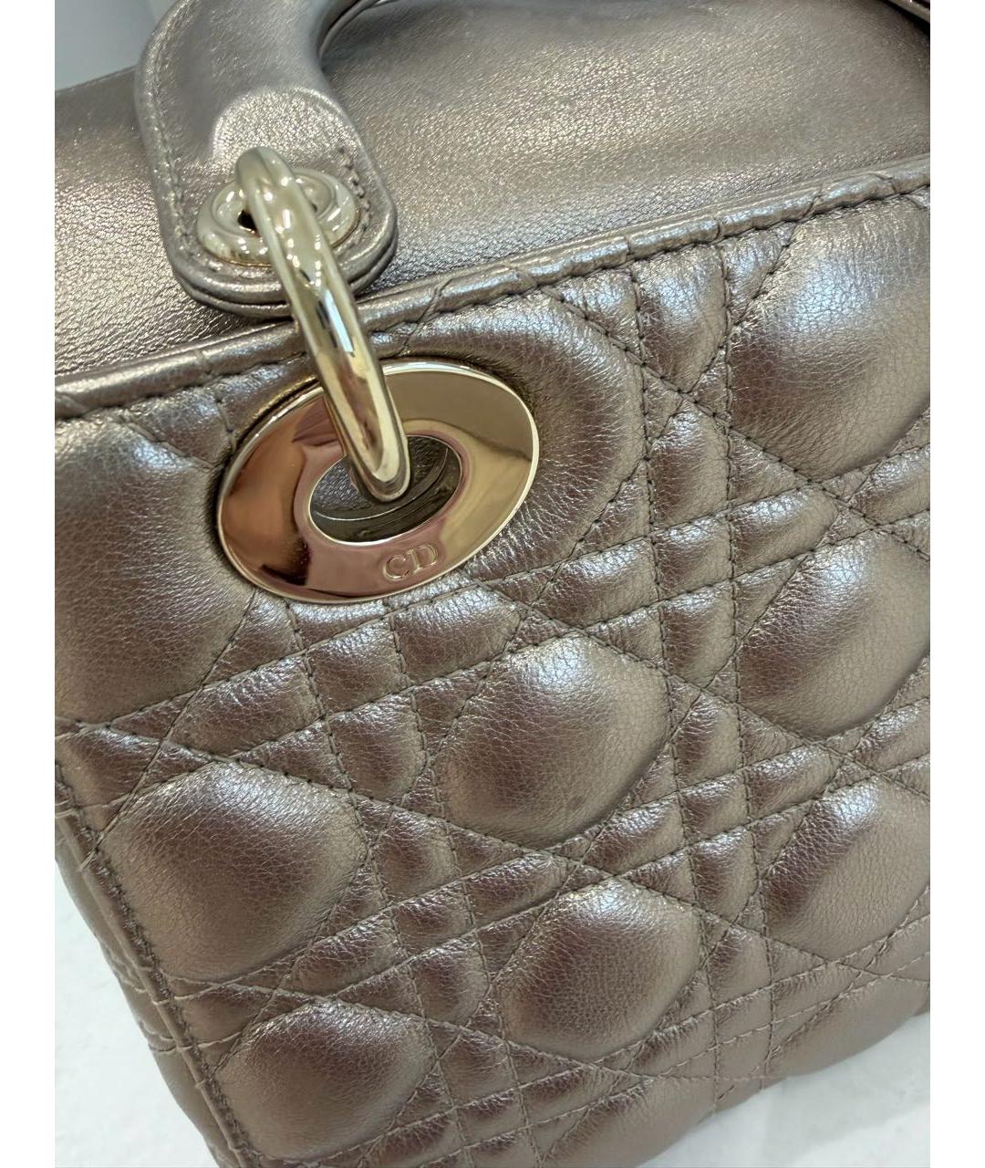 CHRISTIAN DIOR Бежевая кожаная сумка с короткими ручками, фото 8