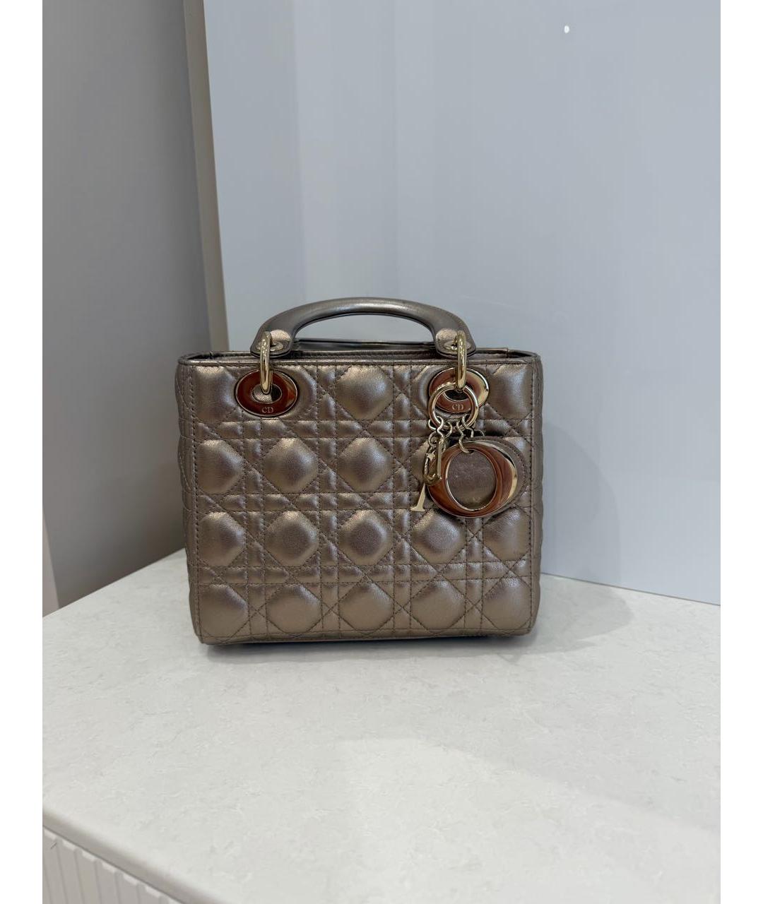 CHRISTIAN DIOR Бежевая кожаная сумка с короткими ручками, фото 9
