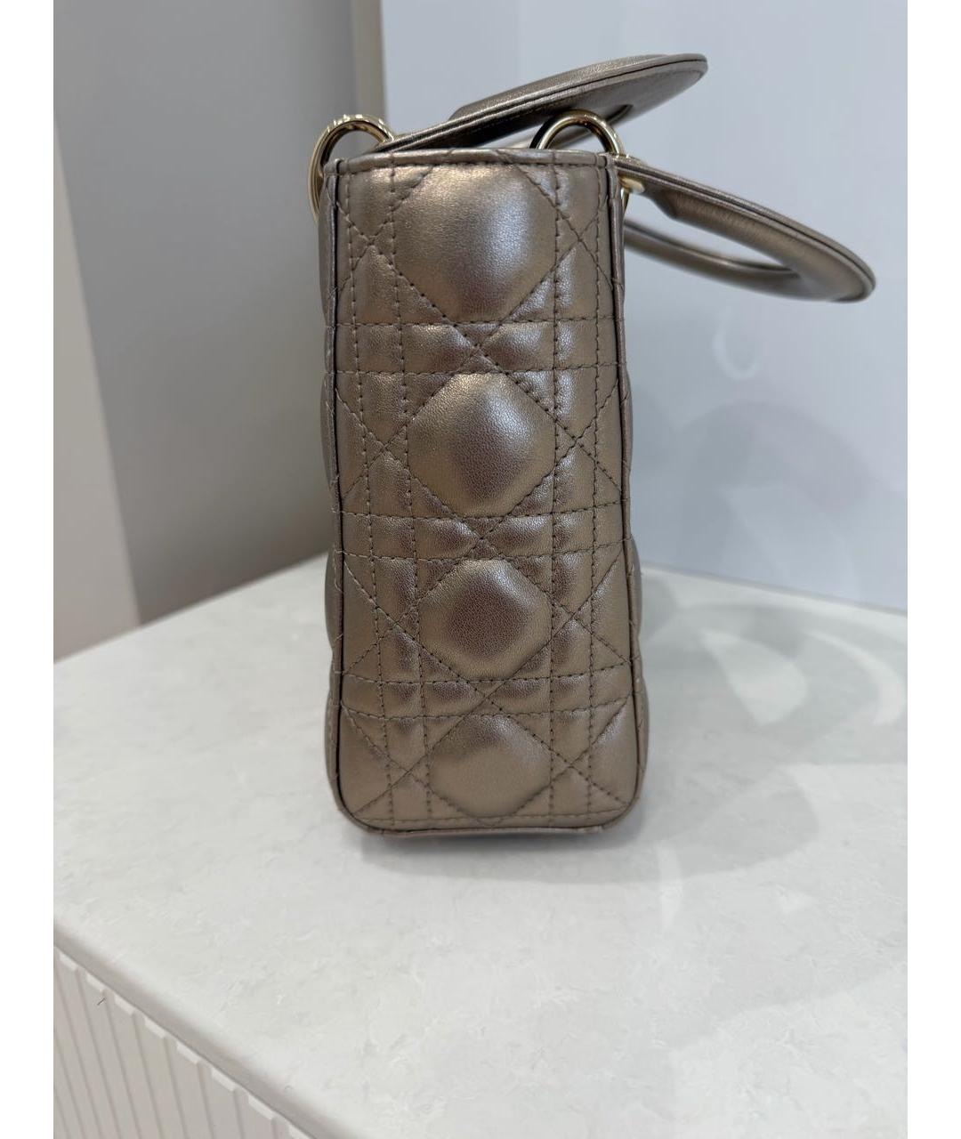 CHRISTIAN DIOR Бежевая кожаная сумка с короткими ручками, фото 5