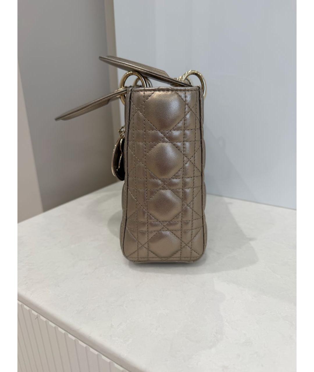 CHRISTIAN DIOR Бежевая кожаная сумка с короткими ручками, фото 3