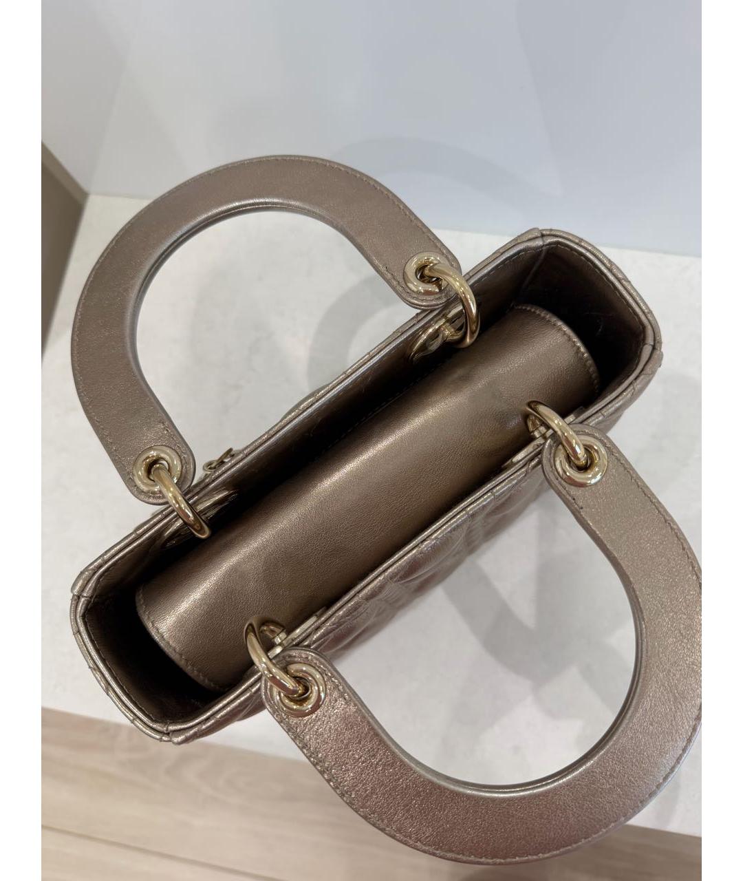 CHRISTIAN DIOR Бежевая кожаная сумка с короткими ручками, фото 6