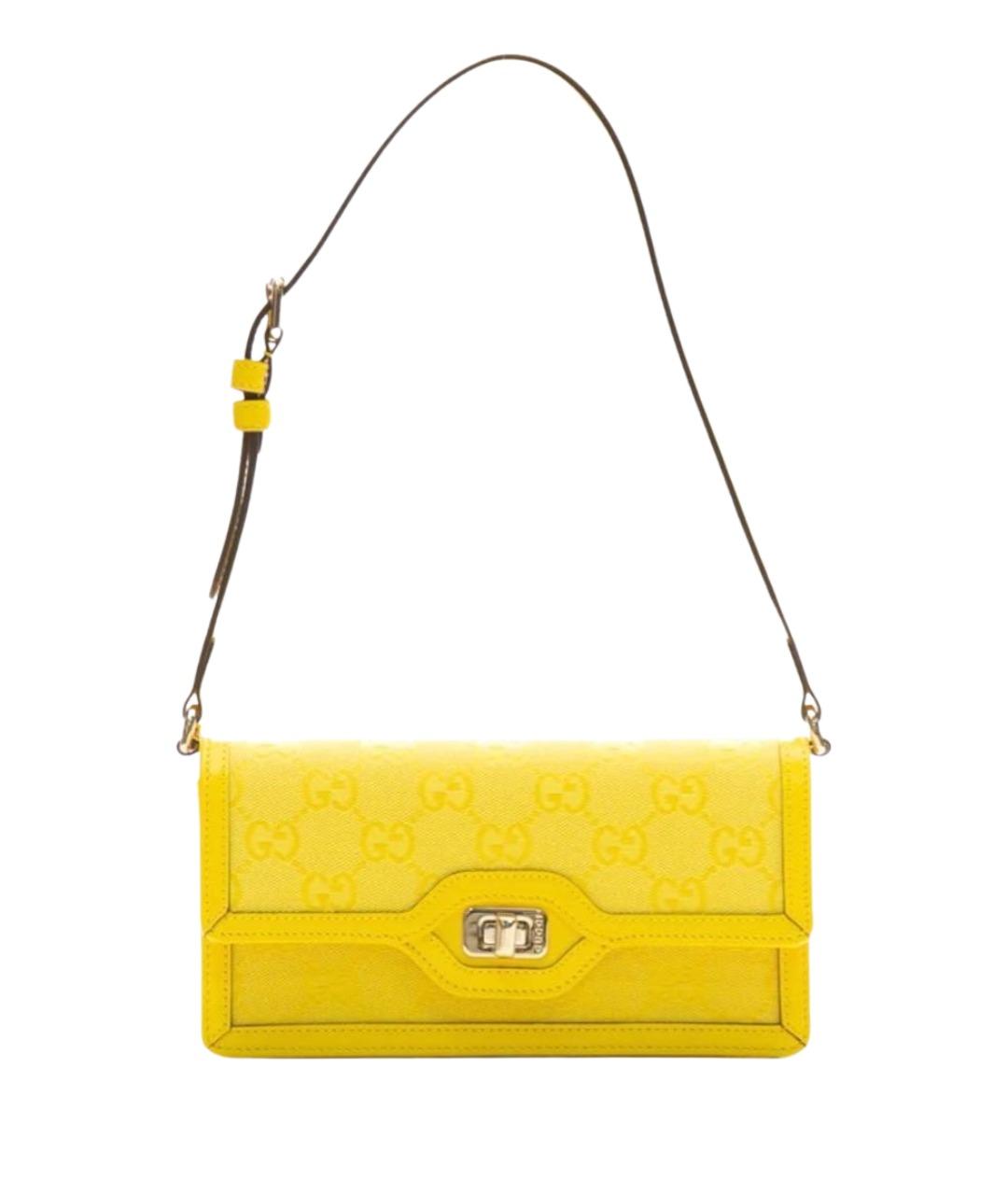 GUCCI Желтая кожаная сумка с короткими ручками, фото 1