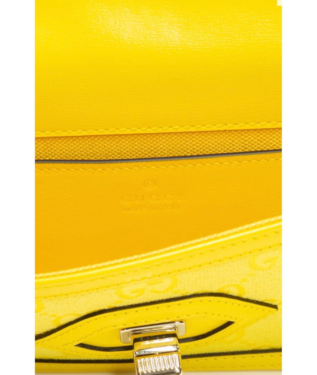 GUCCI Желтая кожаная сумка с короткими ручками, фото 4