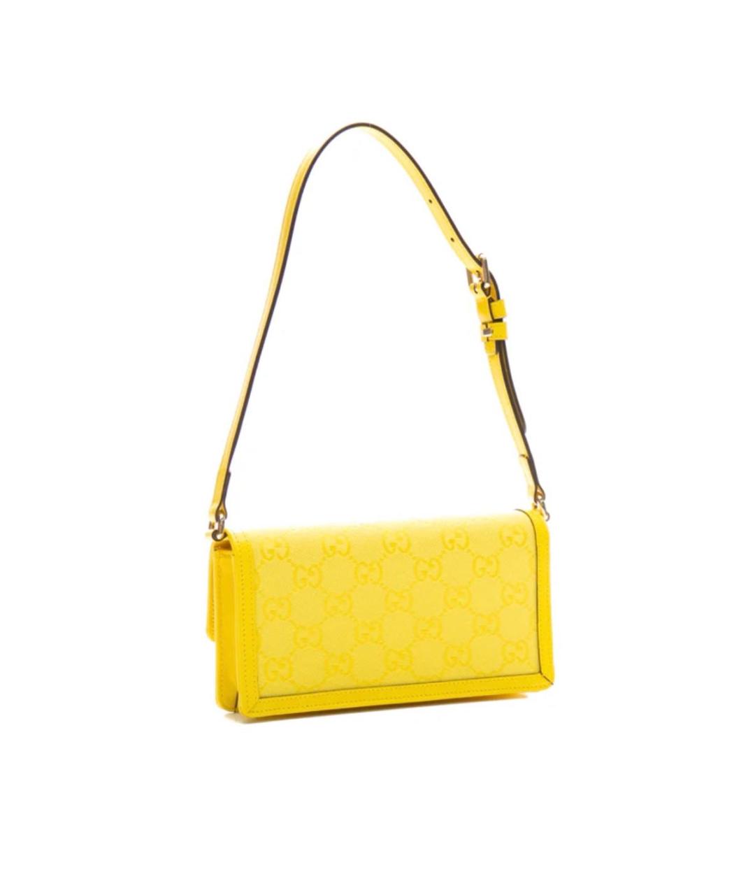 GUCCI Желтая кожаная сумка с короткими ручками, фото 2