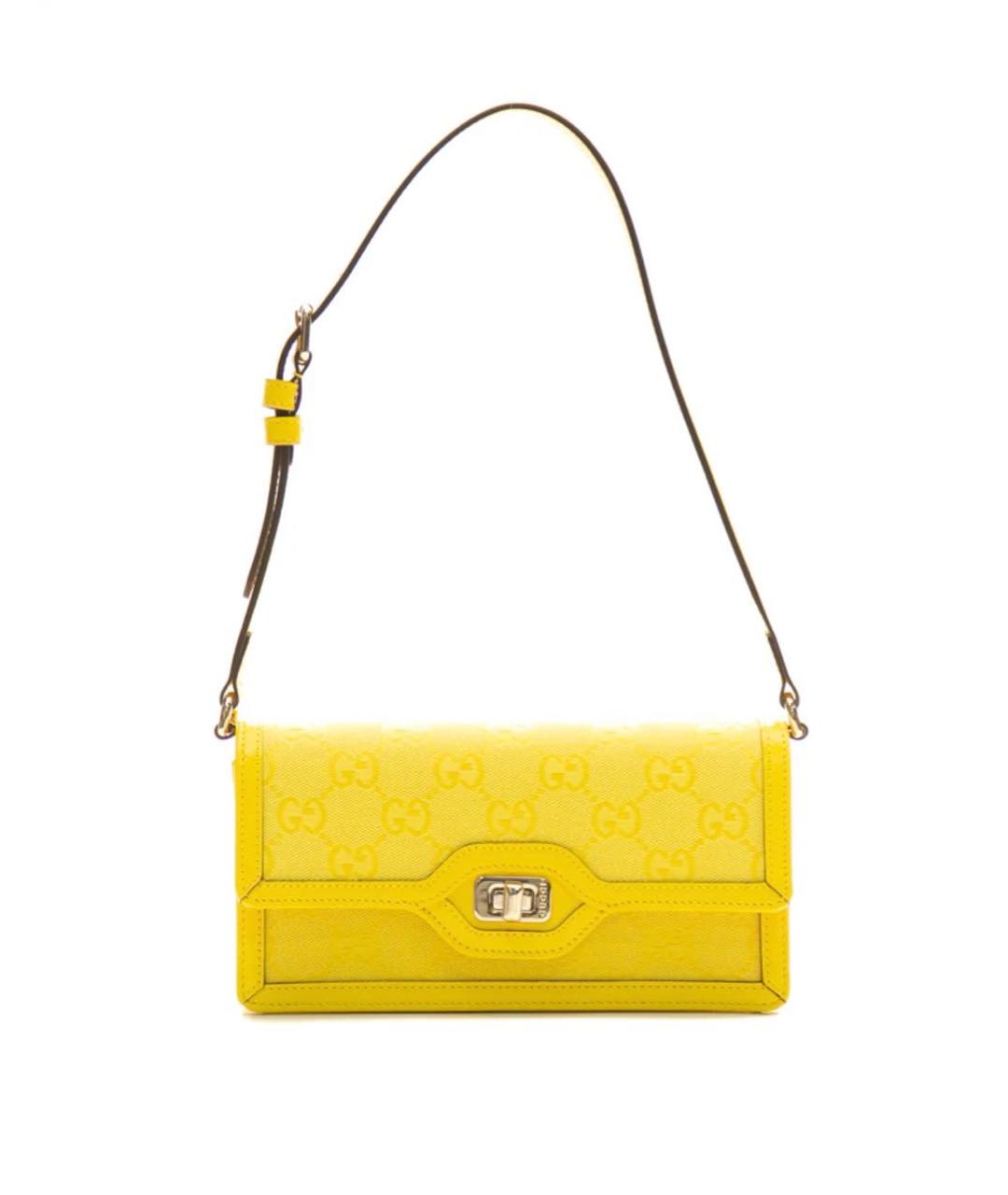 GUCCI Желтая кожаная сумка с короткими ручками, фото 6