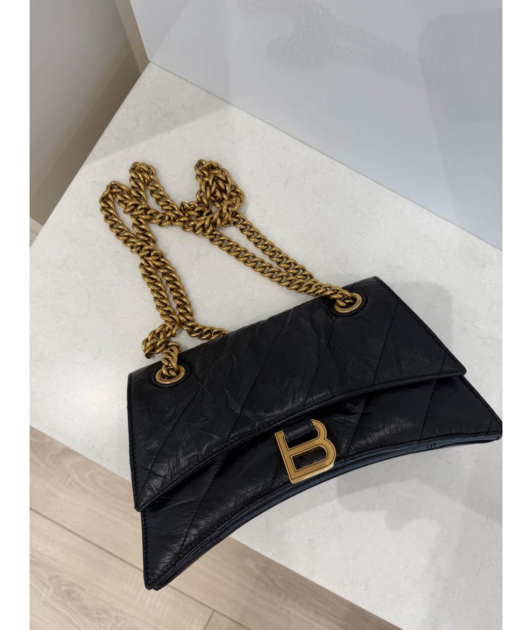 BALENCIAGA Черная кожаная сумка через плечо, фото 2