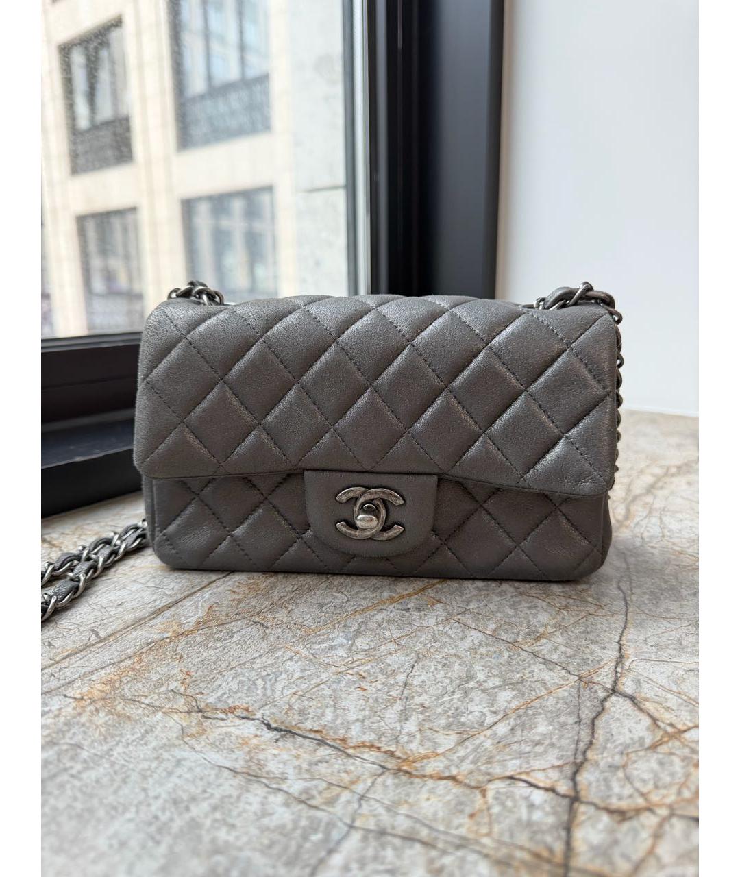 CHANEL Серая кожаная сумка через плечо, фото 8