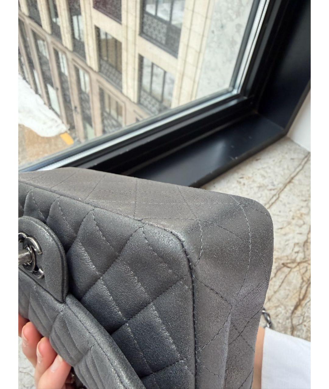 CHANEL Серая кожаная сумка через плечо, фото 6