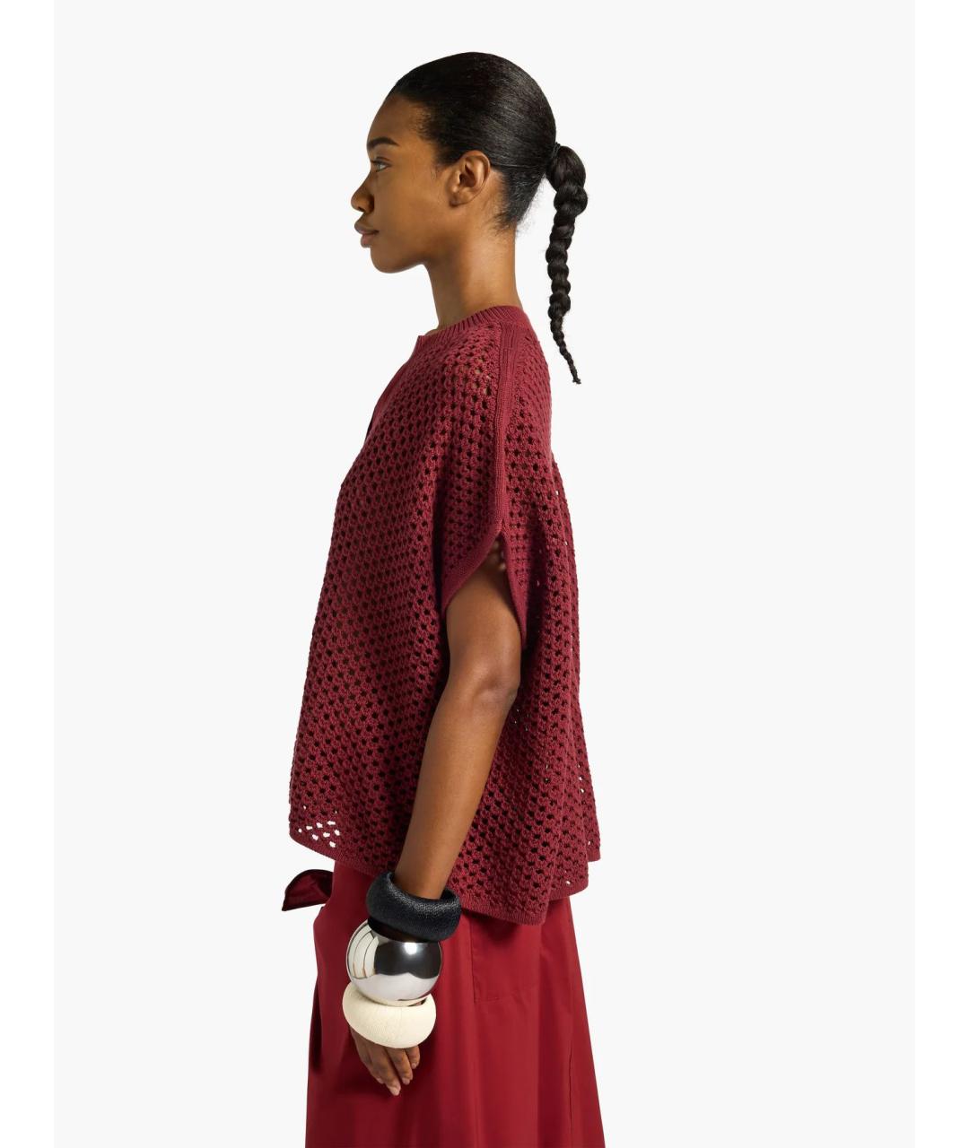 LIVIANA CONTI Бордовая хлопковая блузы, фото 4