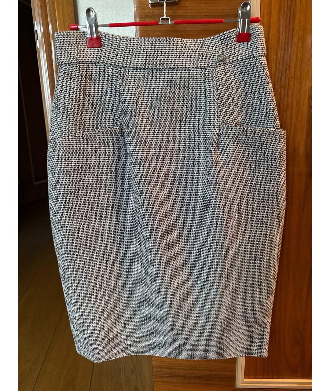 CHANEL Антрацитовая шерстяная юбка миди, фото 3
