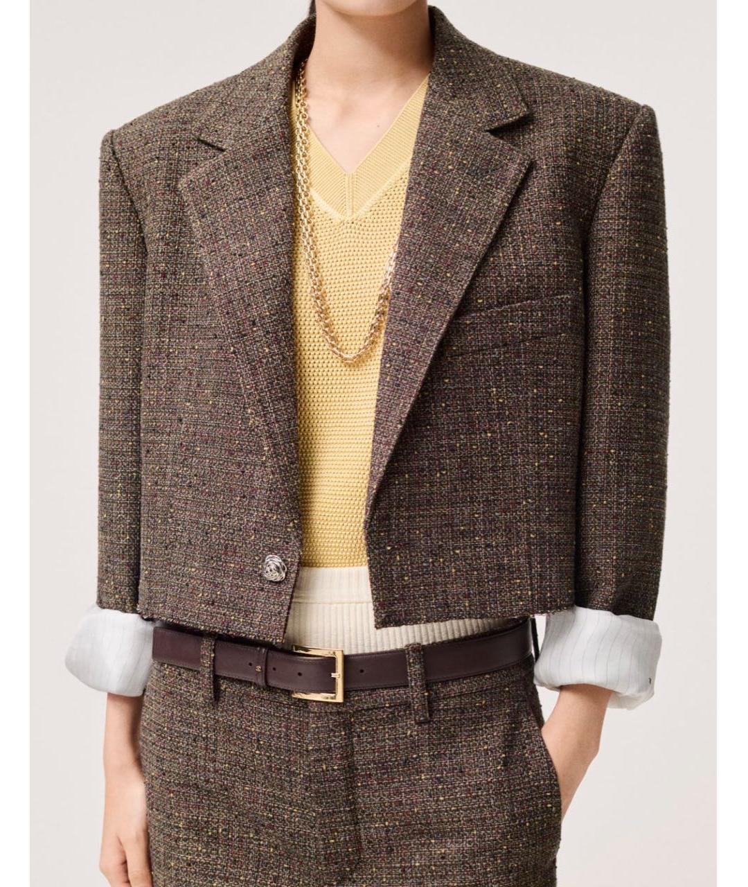 CHANEL Коричневый твидовый жакет/пиджак, фото 5
