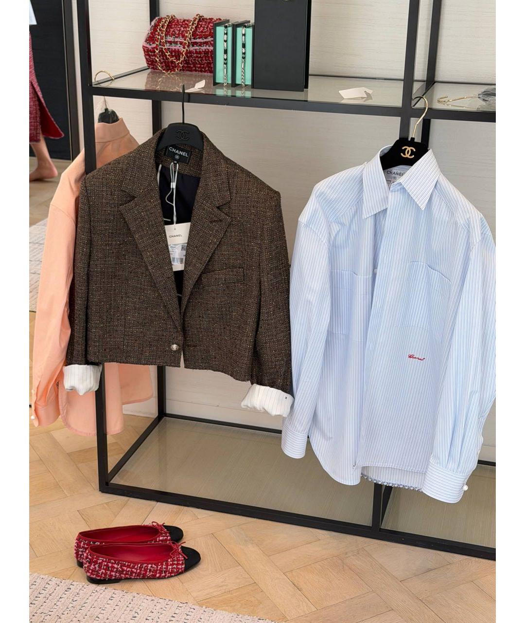 CHANEL Коричневый твидовый жакет/пиджак, фото 4