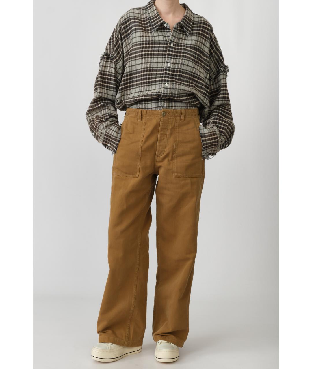 R13 Коричневые хлопковые прямые брюки, фото 5