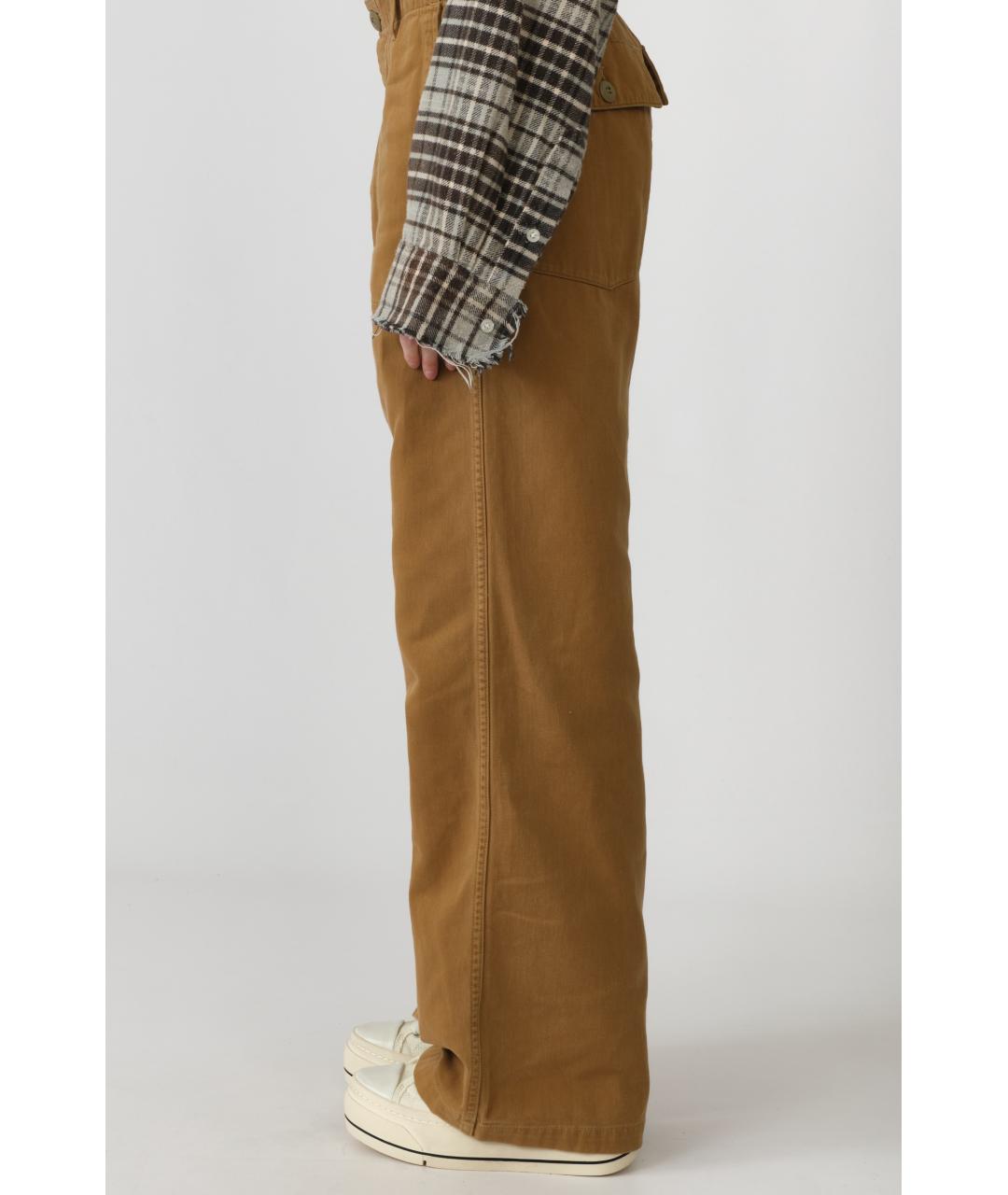 R13 Коричневые хлопковые прямые брюки, фото 2