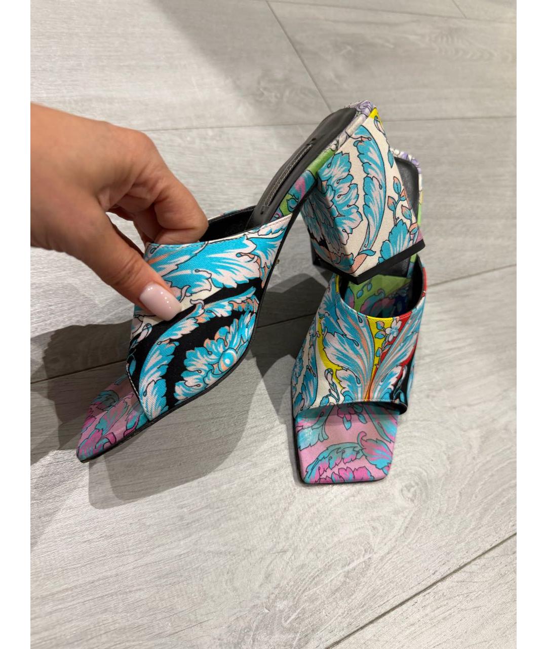 VERSACE Мульти текстильные мюли, фото 6