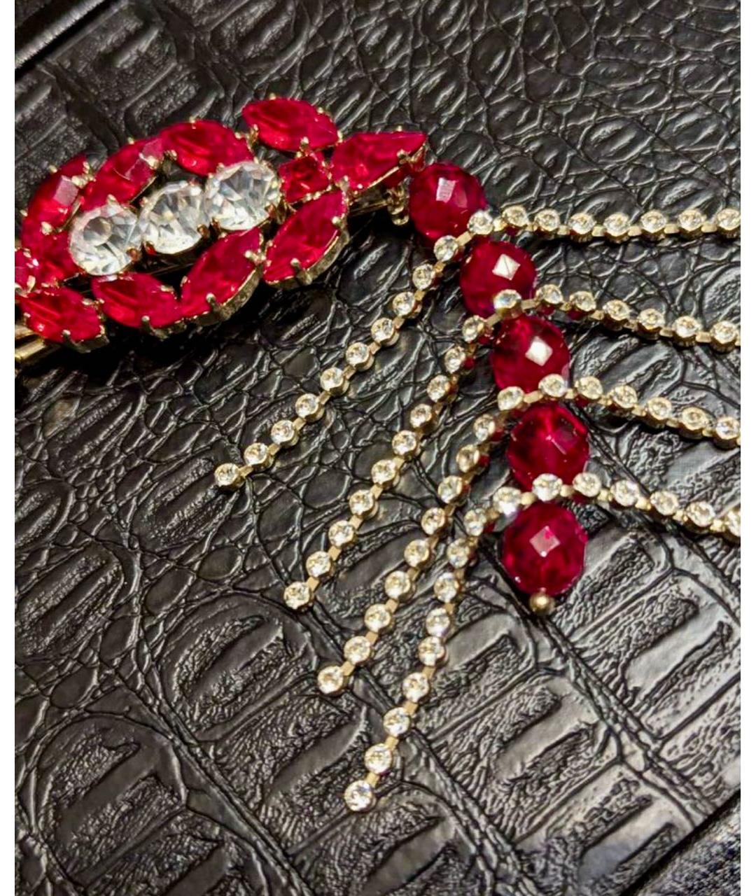 DRIES VAN NOTEN Бордовая латунная булавка / брошь, фото 2