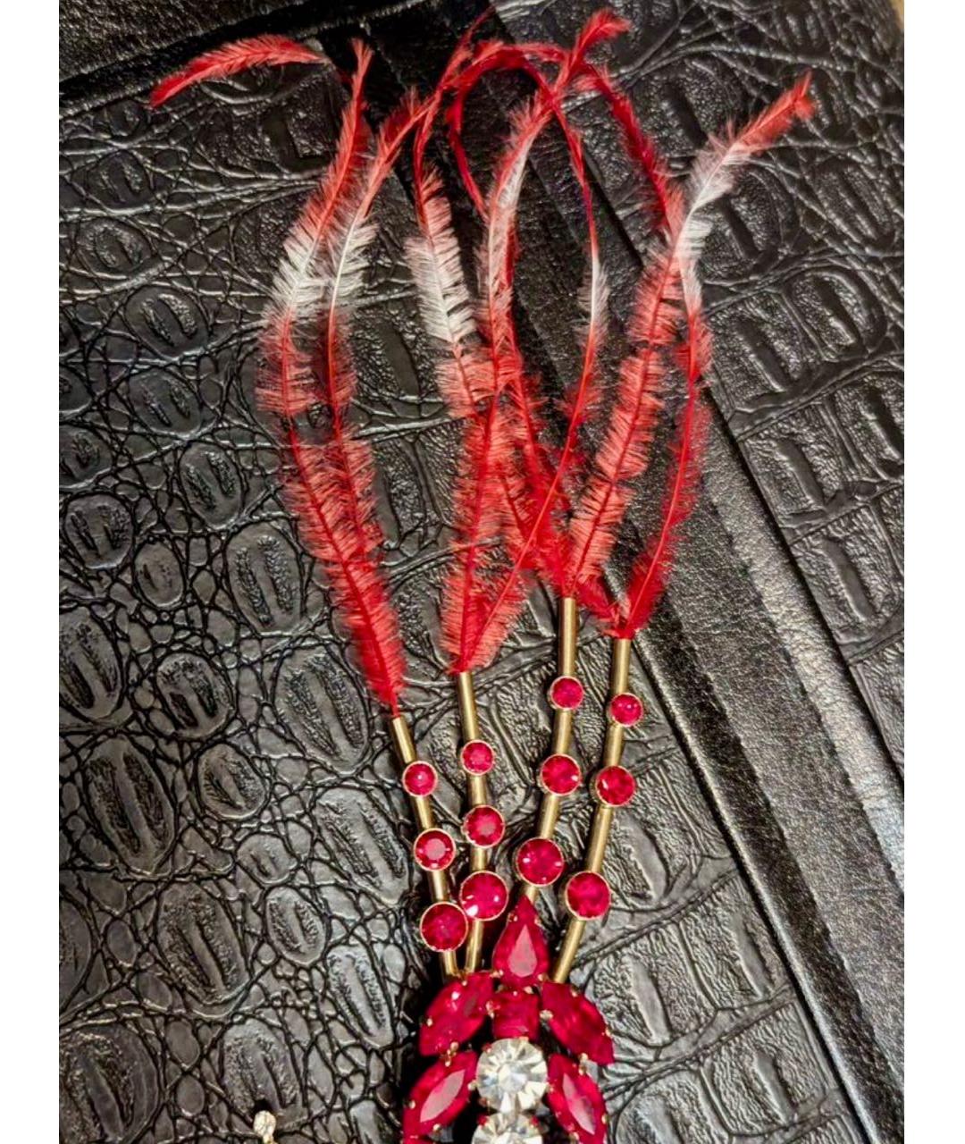 DRIES VAN NOTEN Бордовая латунная булавка / брошь, фото 4