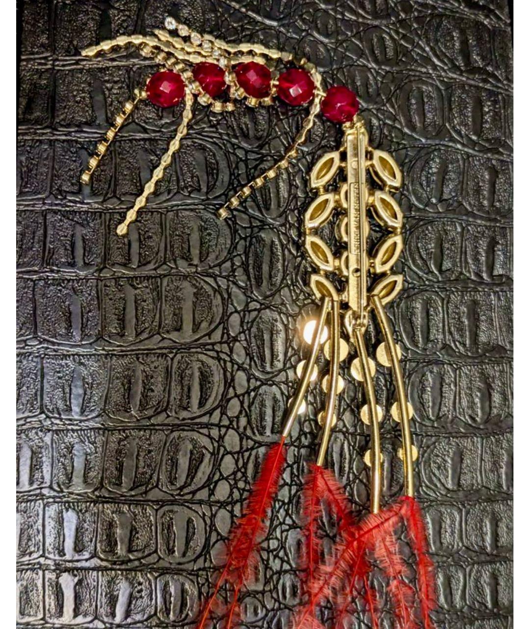 DRIES VAN NOTEN Бордовая латунная булавка / брошь, фото 5