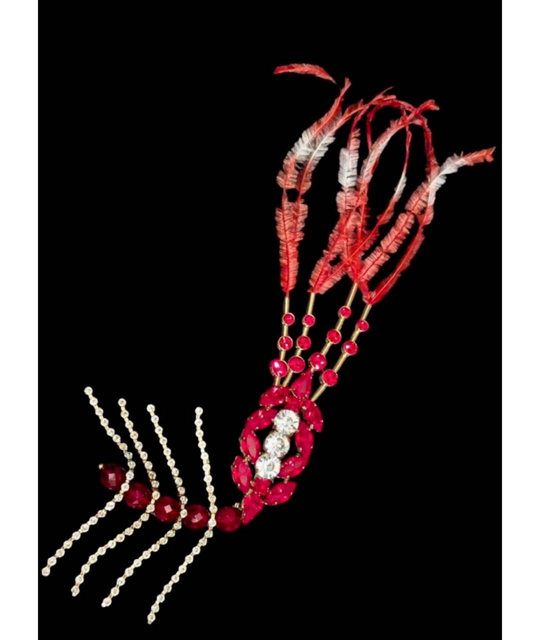 DRIES VAN NOTEN Бордовая латунная булавка / брошь, фото 9