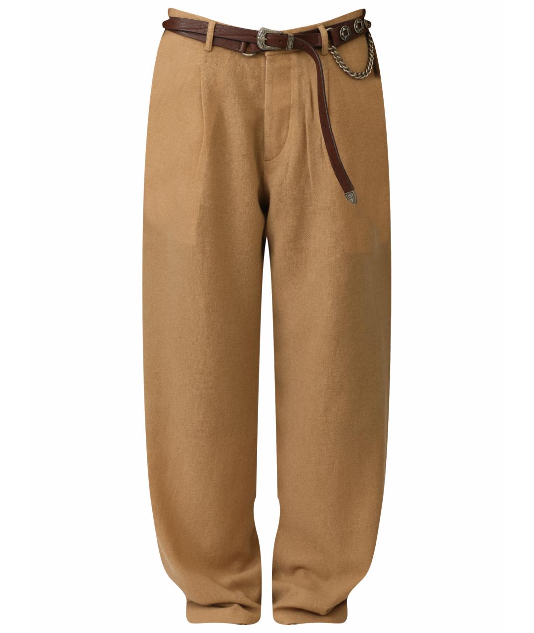 R13 Коричневые кашемировые прямые брюки, фото 1