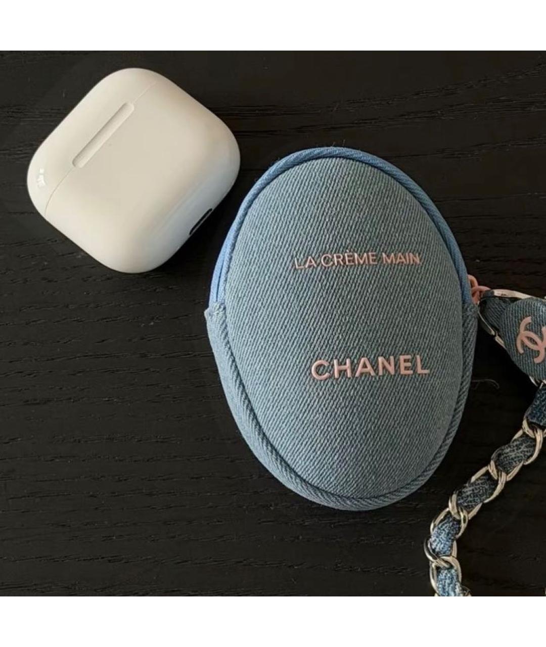 CHANEL Голубая деним косметичка, фото 4