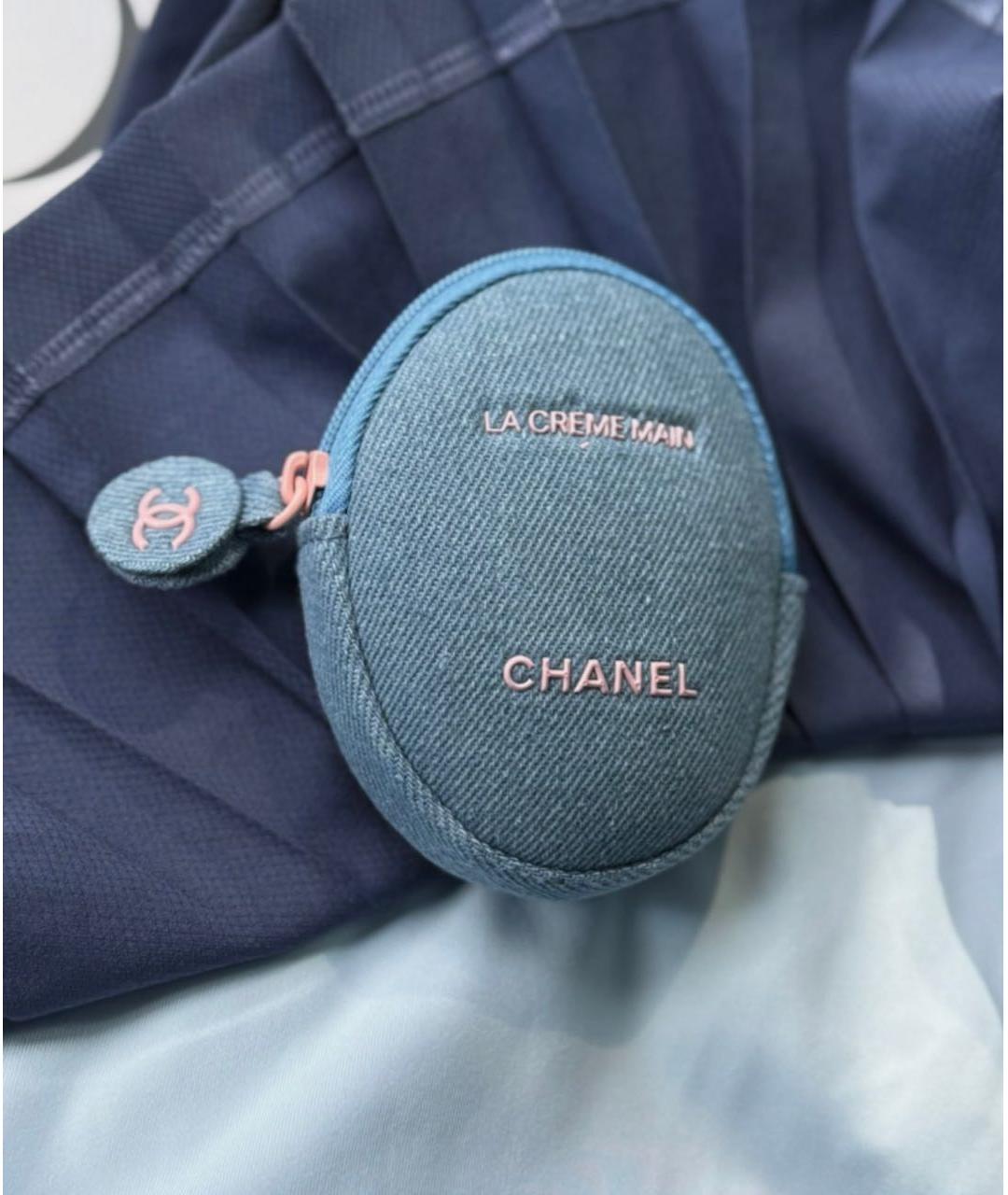 CHANEL Голубая деним косметичка, фото 5