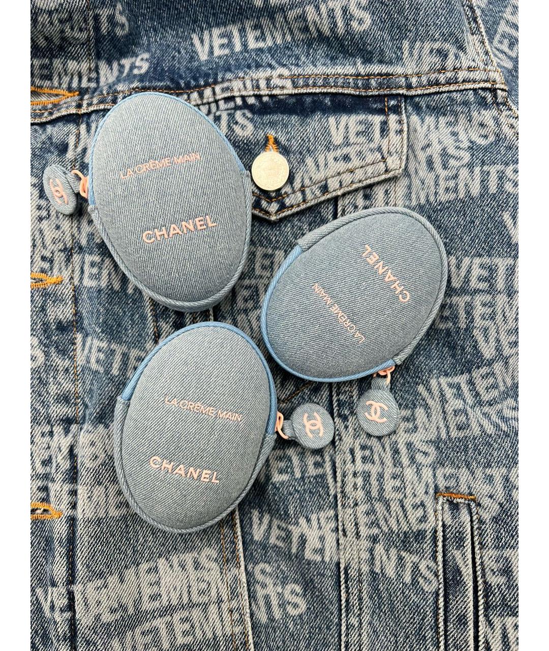 CHANEL Голубая деним косметичка, фото 8