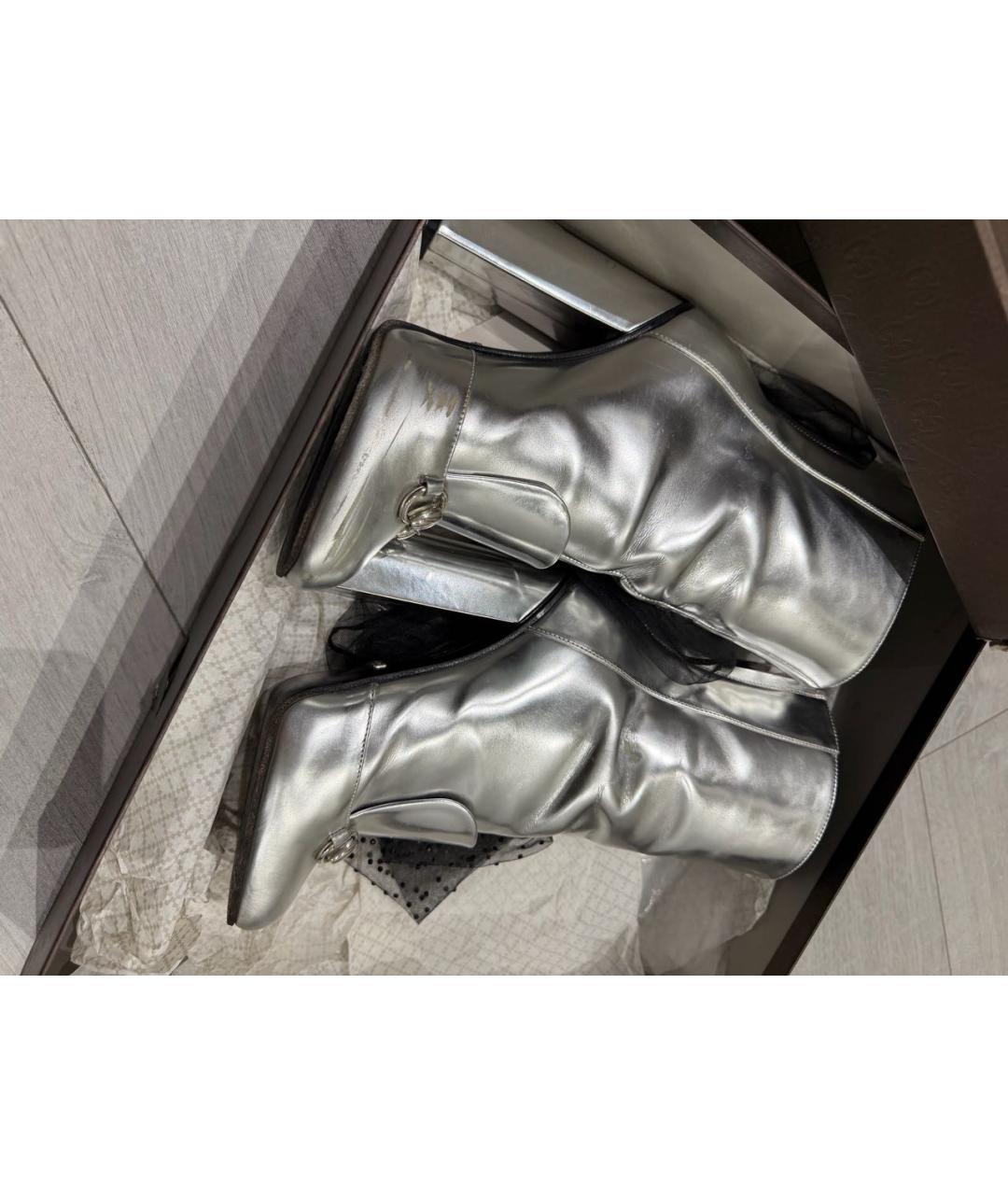 GUCCI Серебряные кожаные ботильоны, фото 5