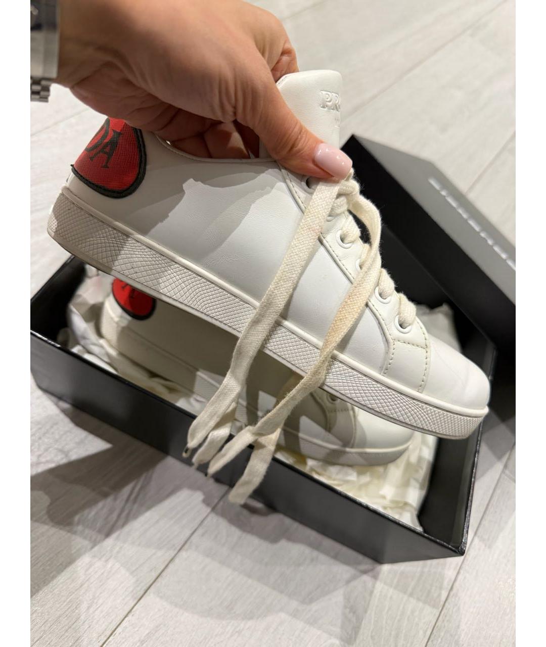 PRADA Белые кожаные кеды, фото 4