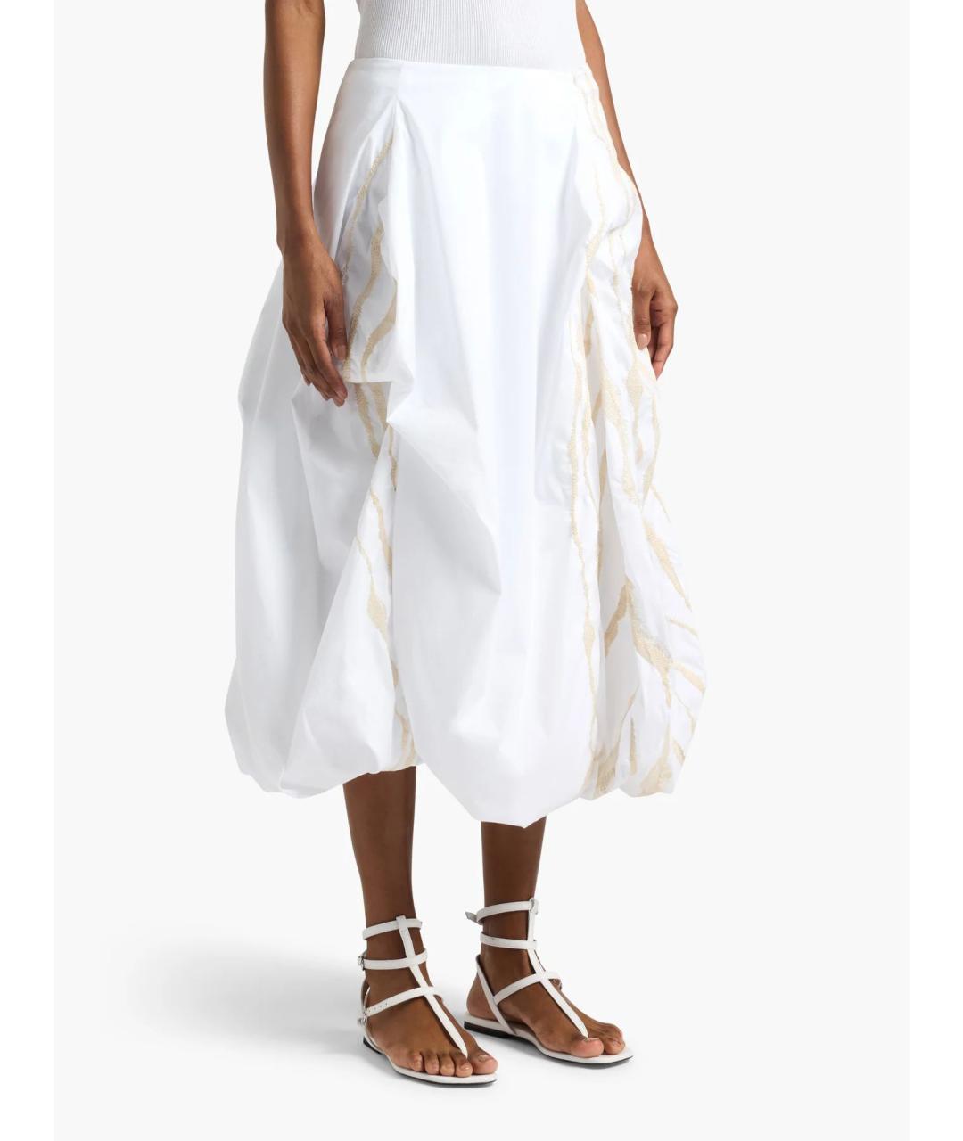 LIVIANA CONTI Белая хлопковая юбка миди, фото 3